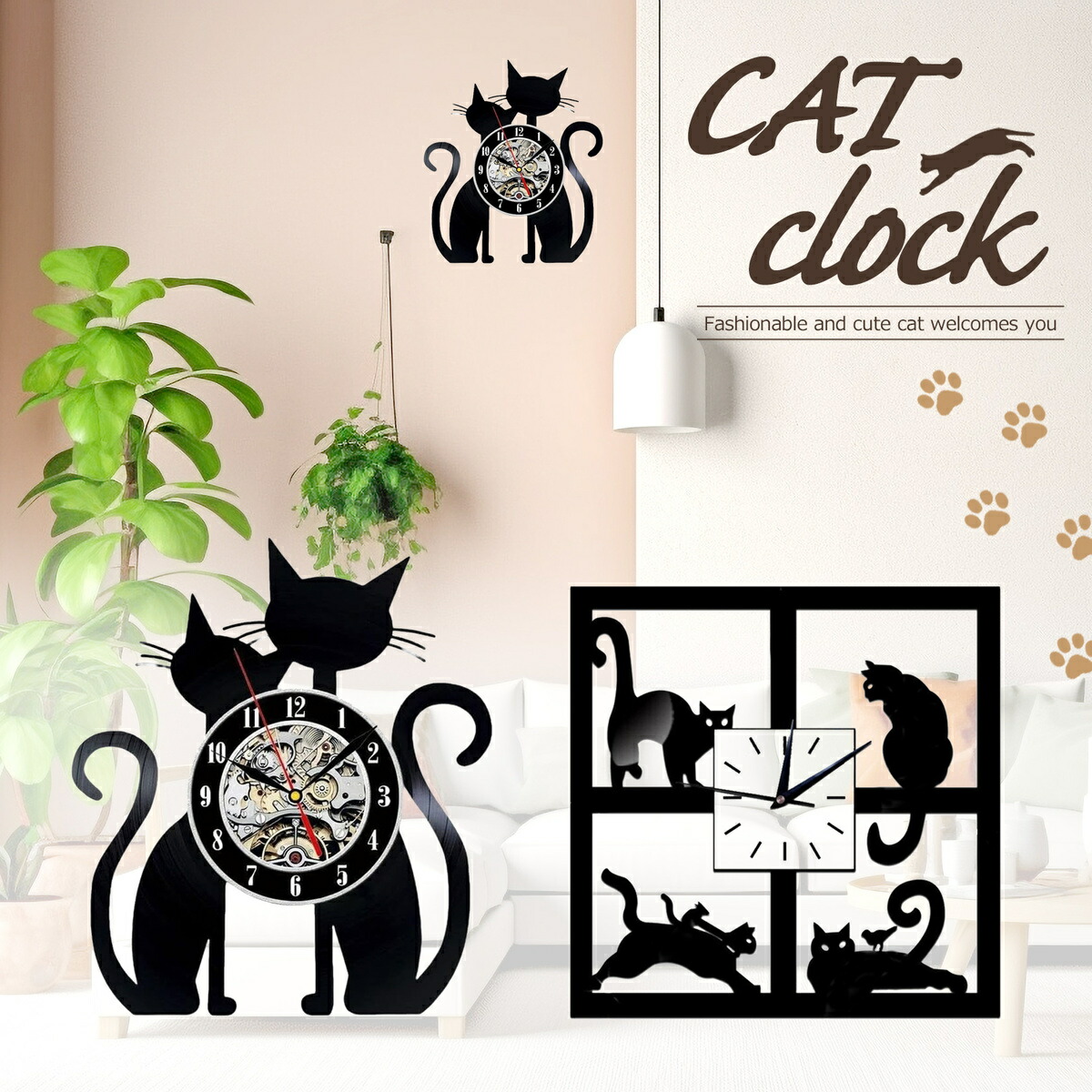 楽天市場】黒猫の掛け時計【ARTI ＆ MESTIERIのCat ball of wool