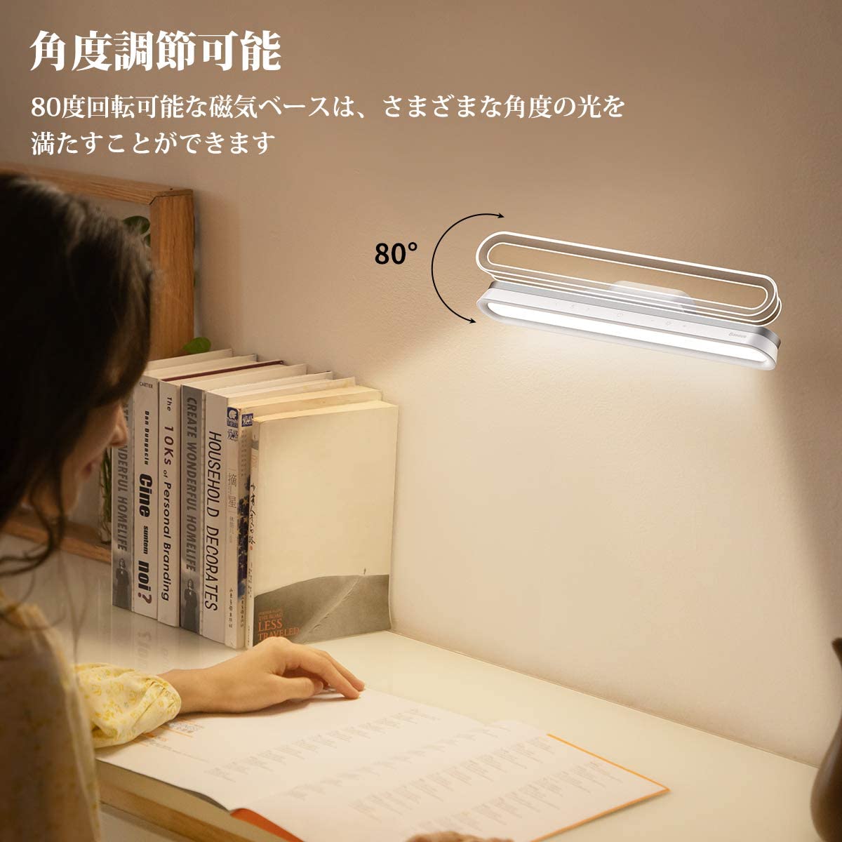 デスクライト LED 目に優しい マグネット付き 読書灯 充電式 卓上ライト ナイトライト 簡単操作 角度調節可能 ワードロップ/寝室/廊下/玄関/押し入れ/廊下などに適用