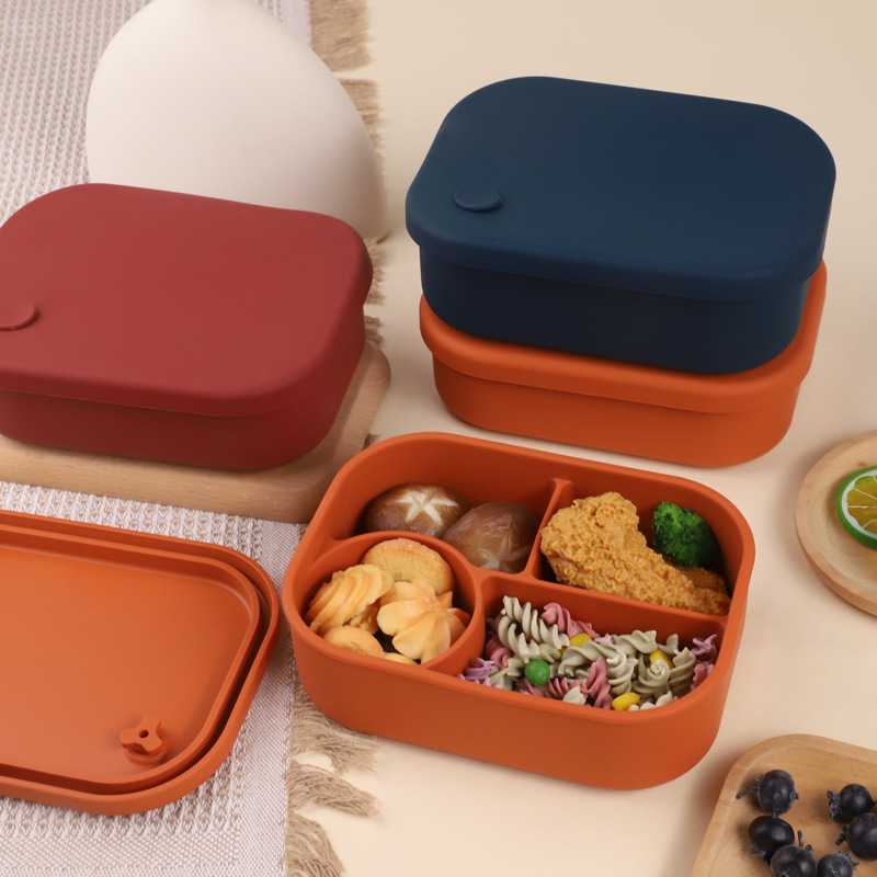 新食品級シリカゲル弁当箱電子レンジ加熱保存ケース収納ケース分格密封ランチ弁当箱