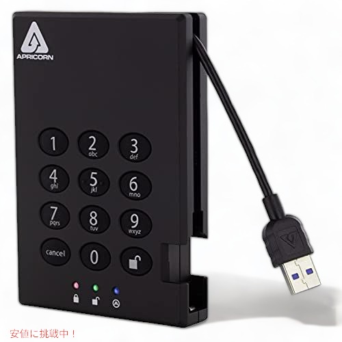 (256-Bit 1 TB) - Apricorn Aegis Padlock 1 TB USB 3.0 256-bit AES XTS Hardware Encrypted Portable External Hard Drive (A25-3PL256-1000) Founderがお届け!｜Founder