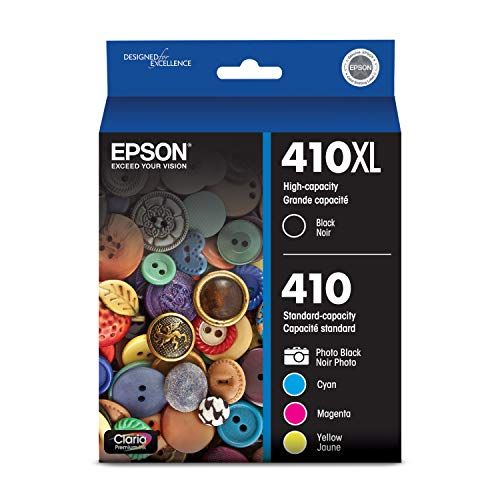 EPSON  T410 インキ薬莢 ジャズバンド容器に並べる 4色（410XL-BK, 410-PBK, 410-C, 410-M, 410-Y)  大静電容量インキ薬莢  T410XL-BCS