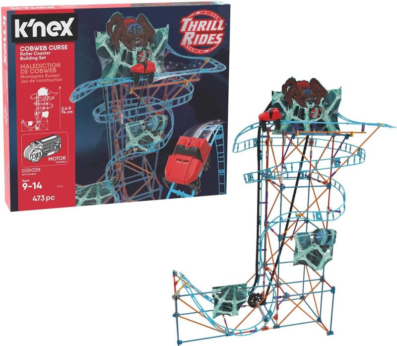 おもちゃ その他 驚きの安さ ケネックススリルライド K Nex 教育玩具 473ピース ジェットコースター組み立てセット 呪いの蜘蛛の巣 Ride Thrill Shoxruxtj Com