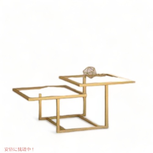コーヒーテーブル リビングテーブル ガラス Golden Brass Founderがお届け! 30,768円