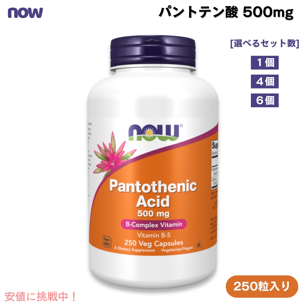 NOW Foods Pantothenic Acid 500 mg 250 Caps #0488 ナウフーズ パントテン酸（ビタミンB5） 500mg 250粒 【1個/4個/6個】