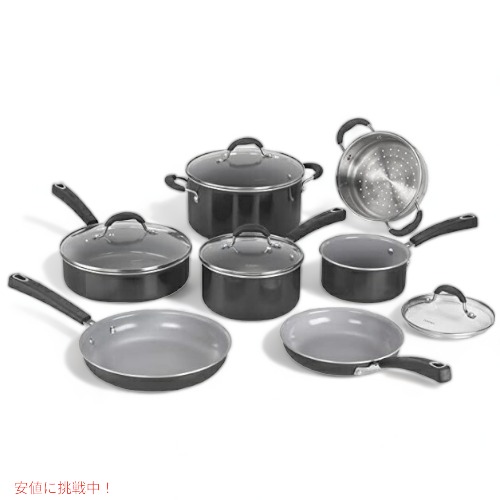 クイジナート Cuisinart セラミカXT 11個書き割り ノン突っ支い棒 まかない方御召しもの Cuisinart 11-Piece Nonstick Cookware Set Ceramica XT 733-30H