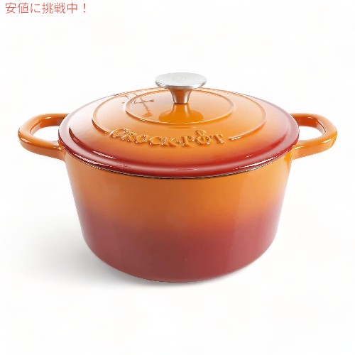 時辰儀ポット Crock-Pot アーティザン ラウンド エナメル 役をつける鉄 ダッチオーブン 4.7L [サンセットオレンジ] Artisan Round Cast Iron Dutch Oven キッチン用品・食器・調理器具-鍋