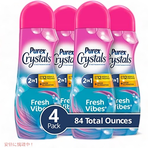 Purex Crystals インウォッシュ 芳ばしさと芳ばしさブースター、生新しい バイブス、21 薬局衡オンス、4 個