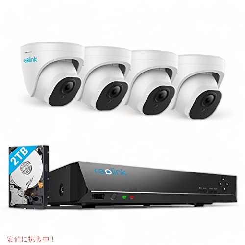 REOLINK 4K 安全対策 写真機 取り合わせ 4K 写真機 4 台、 2肺結核 HDD 積み上げる、24 第四次元 365日録画、RLK8-800D4