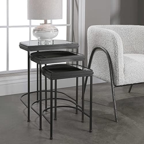 Uttermost U24965 India Nesting Tables、ブラック、S / 3、17.75 x 19 x 24
