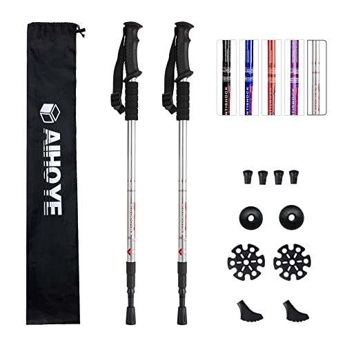 Aihoye ハイキングトレッキングポール、折りたたみ式2パック、軽量