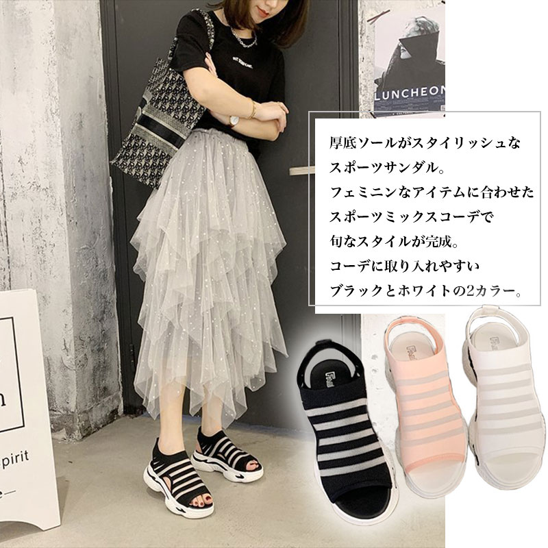 楽天市場 あす楽 送料無料 スポーツサンダル レディース スニーカーサンダル 厚底 スリッポン ベルトレス スポサン 歩きやすい 痛くない シンプル 可愛い おしゃれ サンダル カジュアル ビーサン ソール スポーティ Fournine
