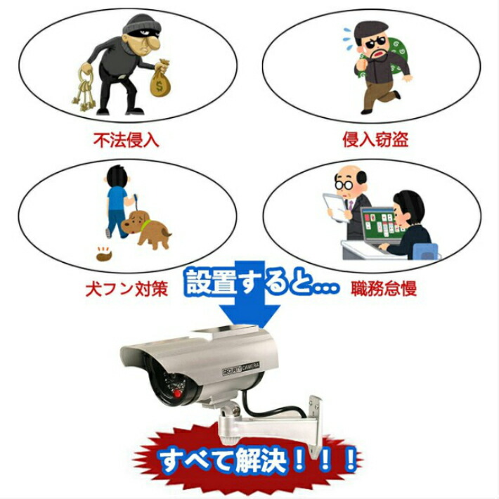 【楽天市場】防犯カメラ 屋外 ダミー カメラ 家庭用 ダミーカメラ 屋外用 防犯 LED 点灯 電池式 2個セット：Four Piece