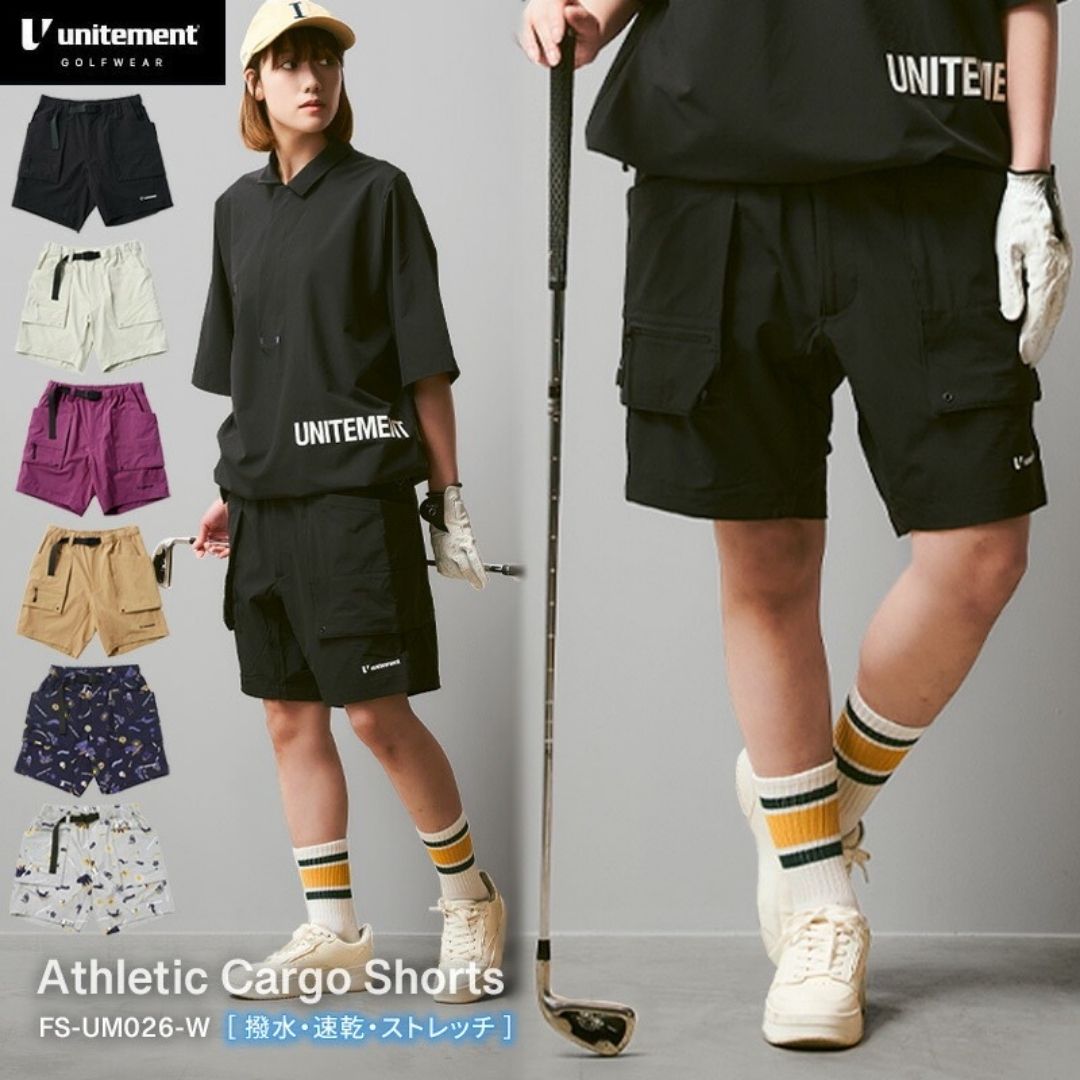 ゴルフパンツ ゴルフウェア レディース パンツ ユニセックス ハーフパンツ ショートパンツ 撥水 速乾 ストレッチ 春 夏 ゴルフ 大きめ unitement ユナイトメント FS-UM026|Four Seasons Design Lab.