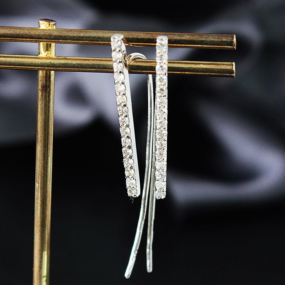 鑑別書付 スタイリッシュ 0 5ct 天然ダイヤモンドk18wg フックピアス 4月誕生石 Psicologosancora Es