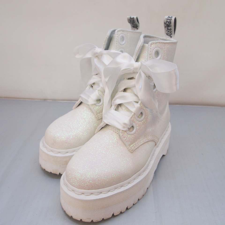 dr martens molly glitter white