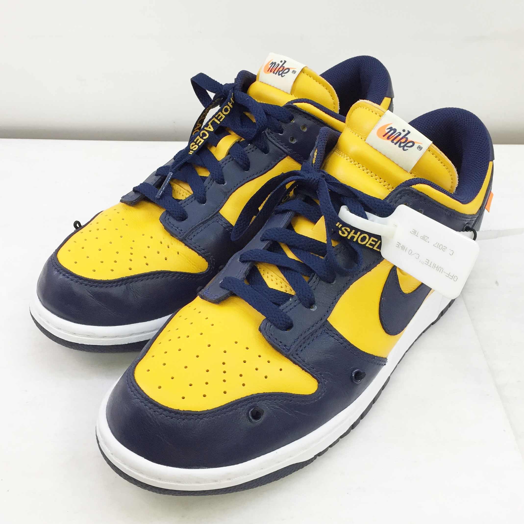 2021年春の NIKE×OFF-WHITE(ナイキ×オフホワイト) DUNK LOW LTHR/OW ダンク ロー レザー CT0856-700  サイズ：11(29cm) カラー：ネイビー・イエロー【中古】【139 スニーカー】【鈴鹿 併売品】【139-210831-03OS】 - スニーカー