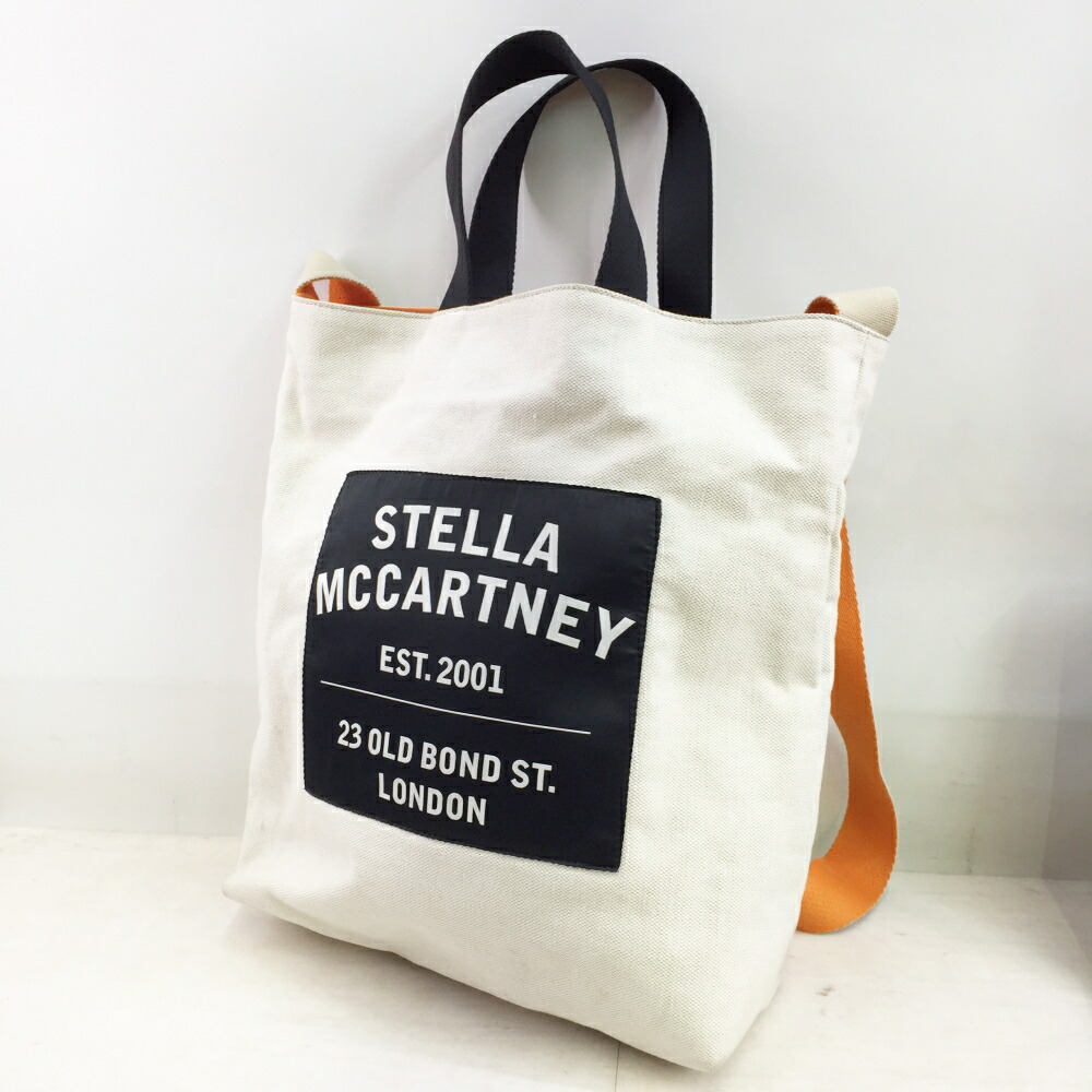 STELLA McCARTNEY(ステラマッカートニー) ロゴ キャンバス2WAY トートバッグ 700113 W8740  カラー：生成り・オレンジ【中古】【132 レディーストップス】【鈴鹿 併売品】【132-230202-01OS】 | フーリエ　楽天市場店