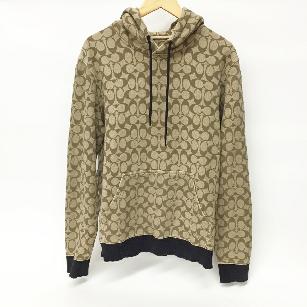 coachシグネチャープルオーバーパーカー メンズ　ベージュ/ブラック ロゴ入り 2025年最新】COACH メンズ パーカーの人気アイテム - メルカリ