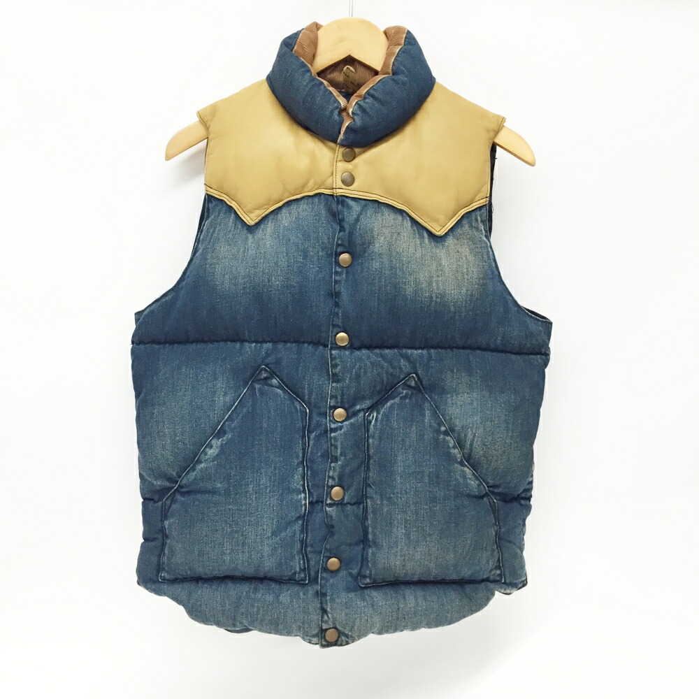 本日最終価格‼️激安！ほぼ未使用✨ロッキーマウンテン✨デニム×牛革♡ダウンベスト 本日最終価格‼️激安！ほぼ未使用✨ロッキーマウンテン✨デニム