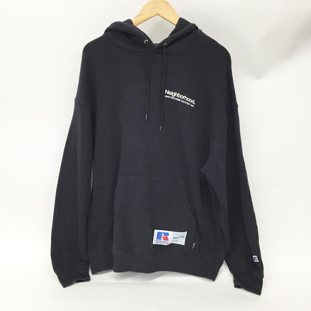 NEIGHBORHOOD RUSSELLブラックパーカー ☆大人気☆NEIGHBORHOOD X RUSSELL Athletic . Sweatparka LS