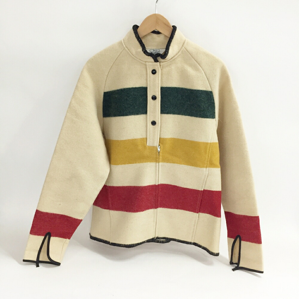 WOOLRICH(羊毛金持ち)マルチ間借り人 羊毛毛布 ティーシャツ大きさ：曖昧模糊たる色つや：象牙色・緑であること・黄色・赤いこと【中古】【128 アメカジ】【鈴鹿 併売】【128-260222-03os】