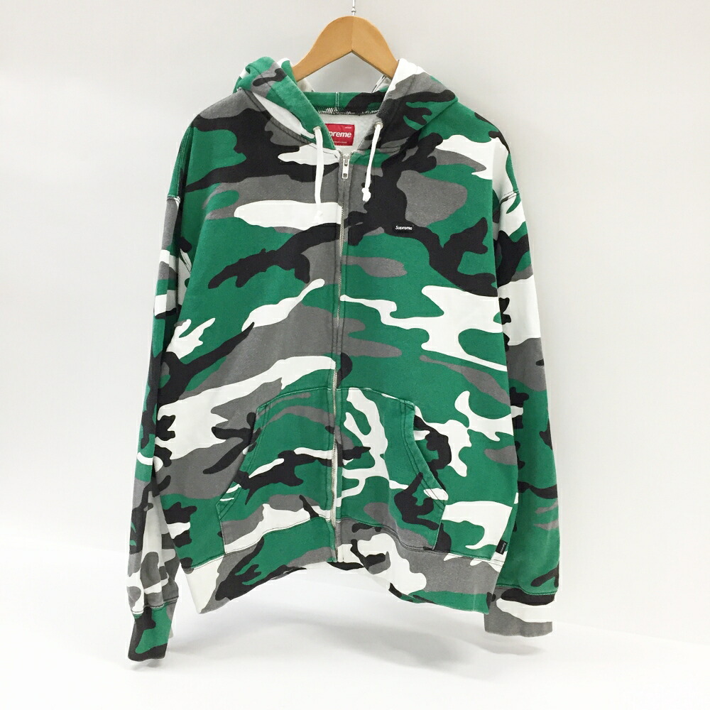 Supreme(シュプリーム) Small Box Zip Up Hooded Sweatshirt Green Camo スモール ボックス ジップ アップ フーディー サイズ：M カラー：グリーン 【中古】【126 ストリート】 【鈴鹿 併売】【126-260226-05OS】