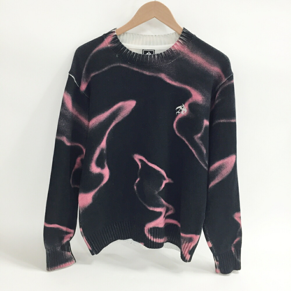 ANTIMID(アンチミッド) GRAPHIC KNIT グラフィック編み物/綿織物大きさ：S色合い：黒いこと・サクラ色【中古】【126 表どおり】【鈴鹿 併売】【126-260519-01os】