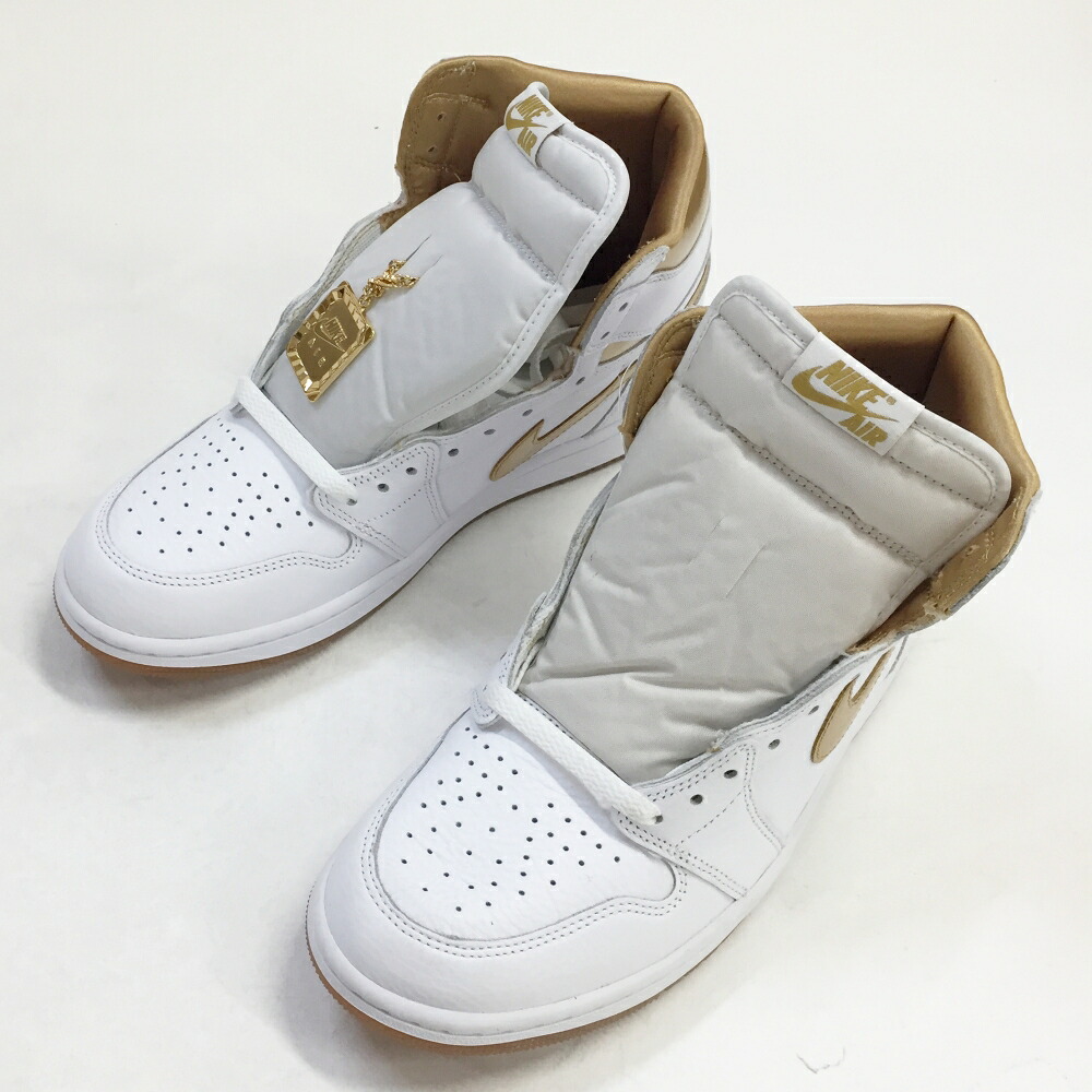 NIKE(ナイキ)WMNS AIR JORDAN 1 RETRO HIGH OG/ウィメンズ エアジョーダン 1 レトロ 御機嫌 乱痴気騒ぎ/FD2596-107大きさ：10(27糎)色合い： 白いこと/メタリックゴールド【中古】【139 スニーカー】【鈴鹿 併売】【139-260525-07os】