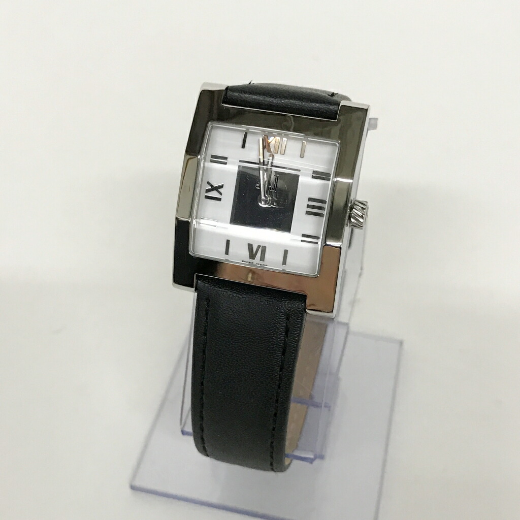 【美品】✨Dunhill デイト スクエア シルバー メンズ 腕時計 AD Dunhill デイト スクエア シルバー クォーツ メンズ 腕時計 AD