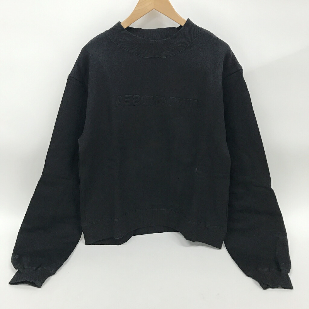 WIND AND SEA DAMAGED CREW NECK スウェットシャツ WILDSIDE × WIND AND SEA Damage Cutting Sweat Shirt(S BLACK