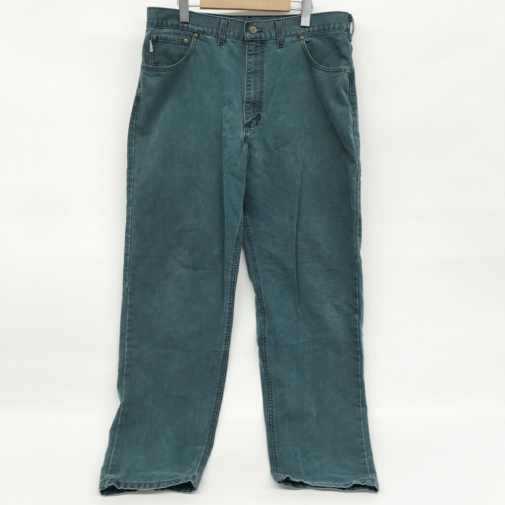Carhartt(鉄道車両ハート形)ダブルニーダックペインターパンツ 星引き船大きさ：33×32色つや：緑であること系【中古】【128 アメカジ】【鈴鹿 併売】【128-250909-05NS】