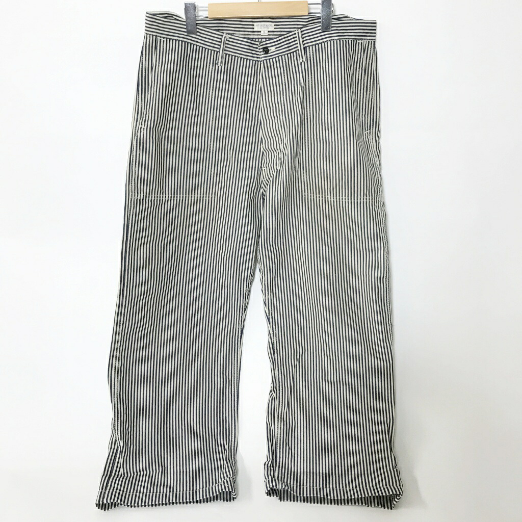 AT LAST\u0026Co.(アッ企業結合)ヒッコリーパンツサイズ：38色つや：青碧/白いこと【中古】【128 アメカジ】【鈴鹿 併売】【128-260603-02NS】