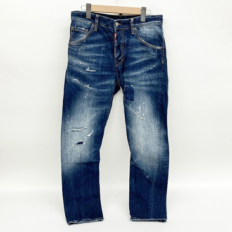 DSQUARED2 ディースクエアードダメージ加工スキニーデニムサイズ：44カラー：インディゴ【中古】【122 インポート】【鈴鹿 併売】【122-250820-01BS】｜フーリエ　店
