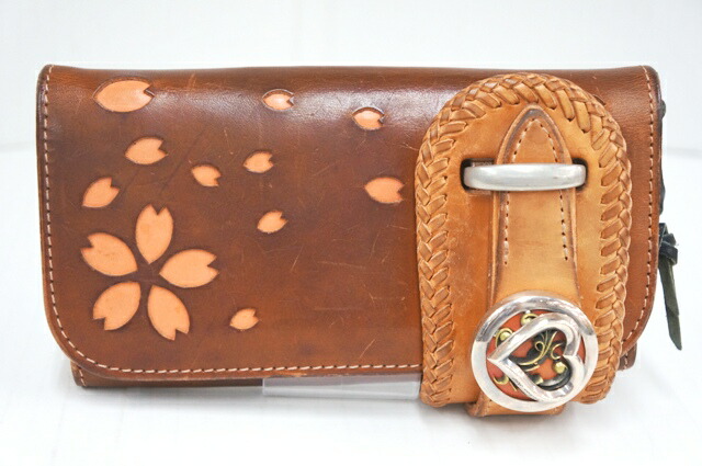 楽天市場 Alzuni アルズニ ロングウォレット 長財布 桜柄 型押し コンチョ付き カラー Brown Pink 中古 財布 四日市 併売品 138 05th フーリエ 楽天市場店