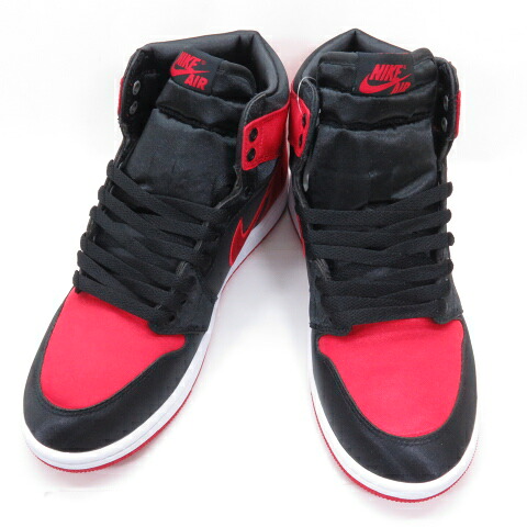 NIKE WMNS AIR JORDAN 1 RETRO HIGH OG "SATIN BRED" ナイキ ウィメンズ エアジョーダン 1 レトロ ハイ オージー "サテン" FD4810-061　ブラック/レッド/ホワイト　US9.5　26.5cm 【中古】【139 スニーカー】【四日市 併売品】【139-241010-03OHH】｜フーリエ　店 12,638円