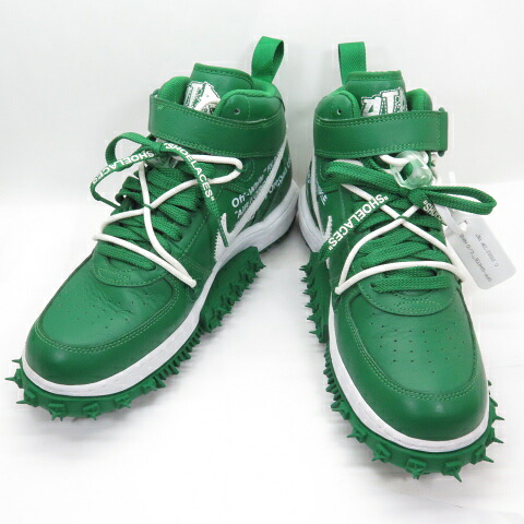 Off White &times; NIKE AIR FORCE 1 MID SP LTHR PINE GREEN オフホワイト &times; ナイキ エアフォース 1 ミッド パイン グリーン DR0500-300 US9 約27.0cm 【中古】【139 スニーカー】【四日市 併売品】【139-250109-02OH】｜フーリエ　店