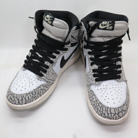 NIKE AIR JORDAN 1 RETRO HIGH OG  GREY/MUSLIN-BLACK-WHITE ナイキ 大気圏 ジョーダン 1 レトロ 御機嫌 目あたらしい テック薄墨色/集まりリン-黒いこと-白いこと DZ5485-052 US9 約27.0糎  【中古】【139 スニーカー】【四日市 併売品】【139-250427-05OH】