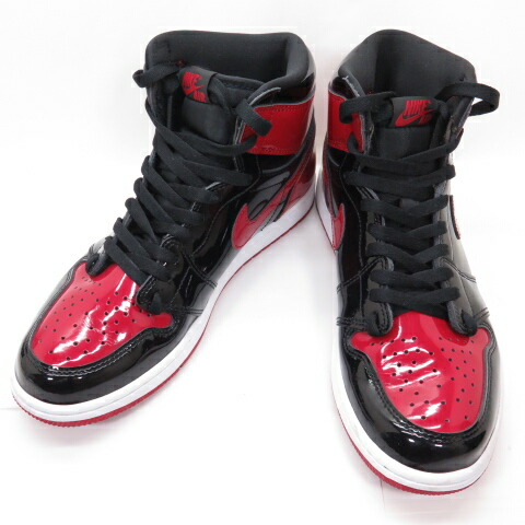 NIKE ナイキ AIR JORDAN 1 エアジョーダン1 RETRO HIGH OG BRED PATENT レトロ ハイ オリジナル ブレッド パテント ブラック ホワイト レッド 555088-063 US9 27.0cm 【中古】【139 スニーカー】【四日市 併売品】【139-250602-04OH】|フーリエ 店