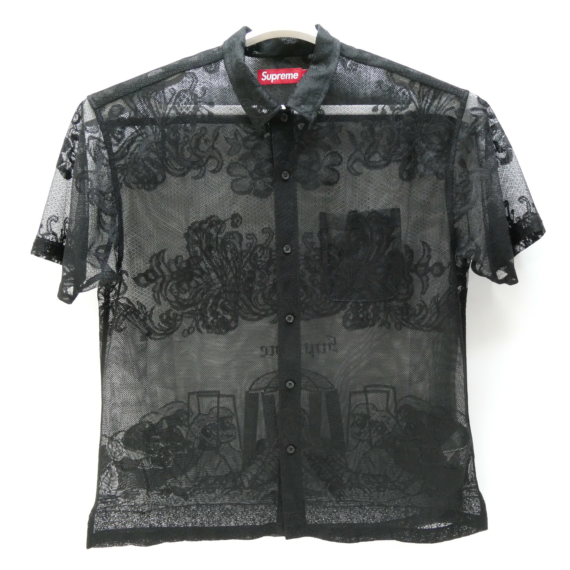 Supreme シュプリーム 2025SS Last Supper Lace S/S Shirt ラストサパーレースショートスリーブシャツ 黒いこと 黒 大きさL  【中古】【126 表どおり】【四日市 併売品】【126-250921-07OH】