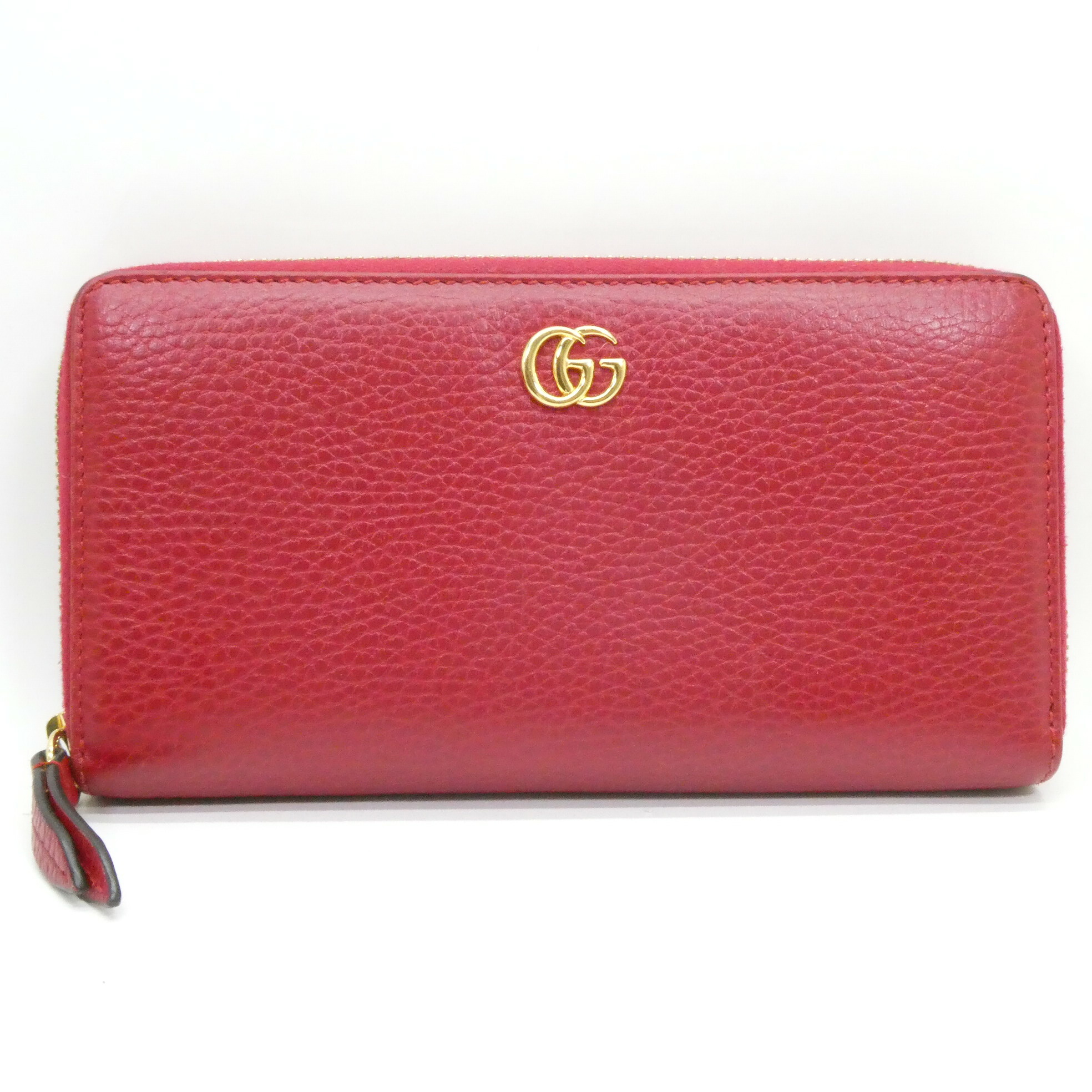 GUCCI グッチ GGマーモント レザー ジップアラウンドウォレット 456117 赤 レッド レディース ラウンドファスナー 長財布 本革 【中古】【148 SPブランド】 【四日市 併売品】【148-260209-02OH】