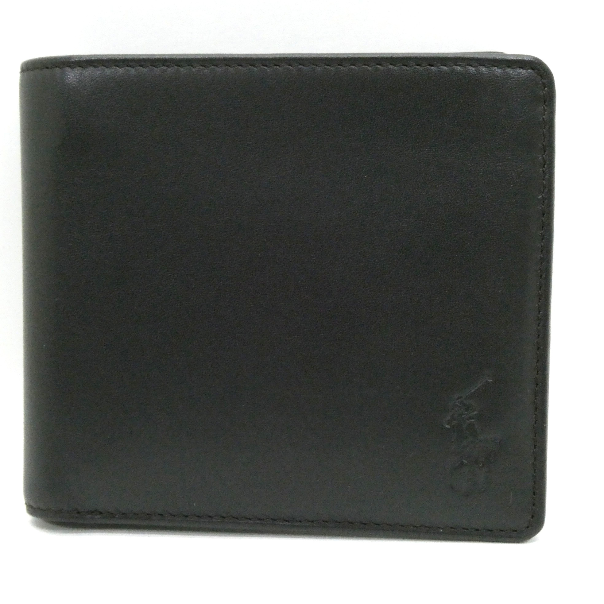 POLO RALPH LAUREN 　ポロ ラルフローレン 二つ折り財布 メンズ P-CLB212 カーフレザー 本革 レザー　ダークブラウン　 【中古】【138 財布】 【四日市 併売品】【138-260226-06OH】