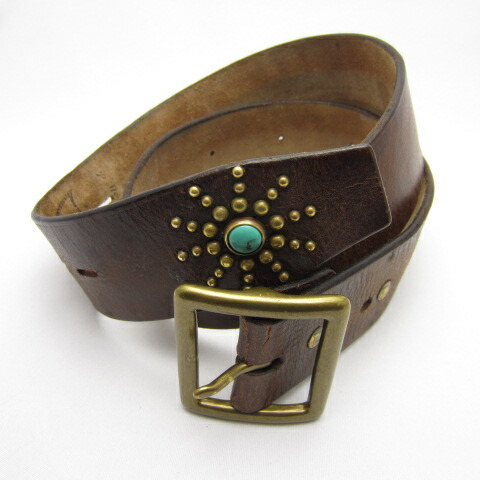 短納期対応 Hollywood Trading Company Htc エイチティーシー ワンポイントスタッズベルト Star Burst スターバースト End Only エンドオンリー ブラウン ストーン ターコイズ 143 ベルト 革製品 四日市 併売品 143 0601 03oh 日本未入荷 入手困難
