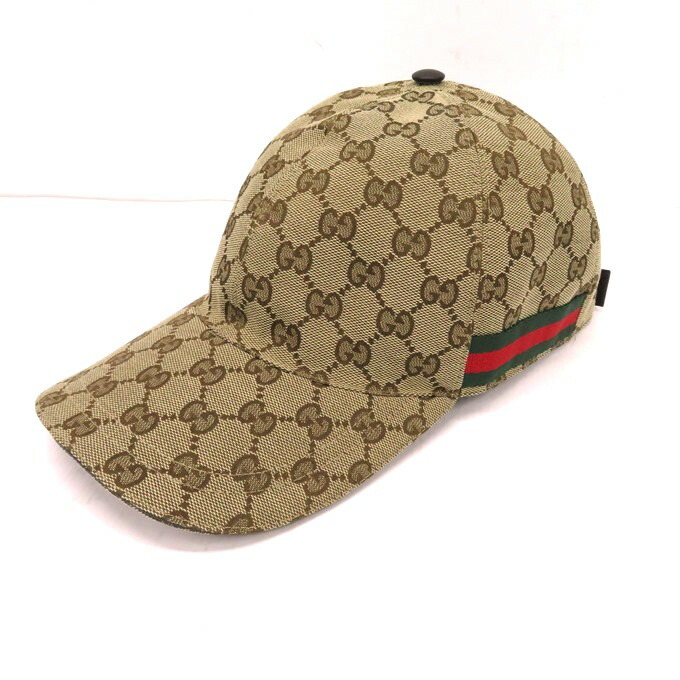 送料無料 人気ブランド 帽子 Gucci グッチ キャップ オリジナルggキャンバス ベースボールキャップ メンズ帽子 035 ブラウン系 総柄 サイズ S 57cm 中古 148 Spブランド 四日市 併売品 148 16ush フーリエ 店
