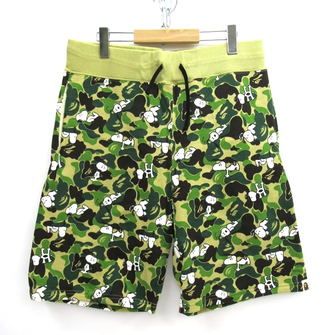A Bathing Ape Snoopy Abc Camo Snoopy Sweat Shortsアベイシングエイプ スヌーピー Abcカモ スヌーピー柄 スウェット ショートパンツ 001spax グリーン系 サイズ Xl 中古 126 ストリート 四日市 併売品 126 03ush Andapt Com