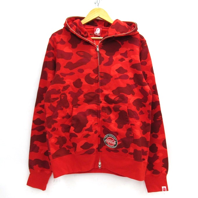 A Bathing Ape Coca Cola Full Zip Hoodie アベイシングエイプ コカ コーラ フルジップ フーディ 001zpa7319x レッド 家鴨体格 号数 L 中古 126 表通 四日市 併売威厳 126 04ush Loadedcafe Com