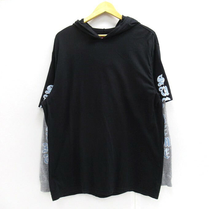 SUPREME 22AW Layered Hooded L/S Top シュプリーム　レイヤード フーデッド ロングスリーブ トップ ブラック　サイズ：L 【中古】【126 ストリート】 【四日市 併売品】【126-230825-01USH】