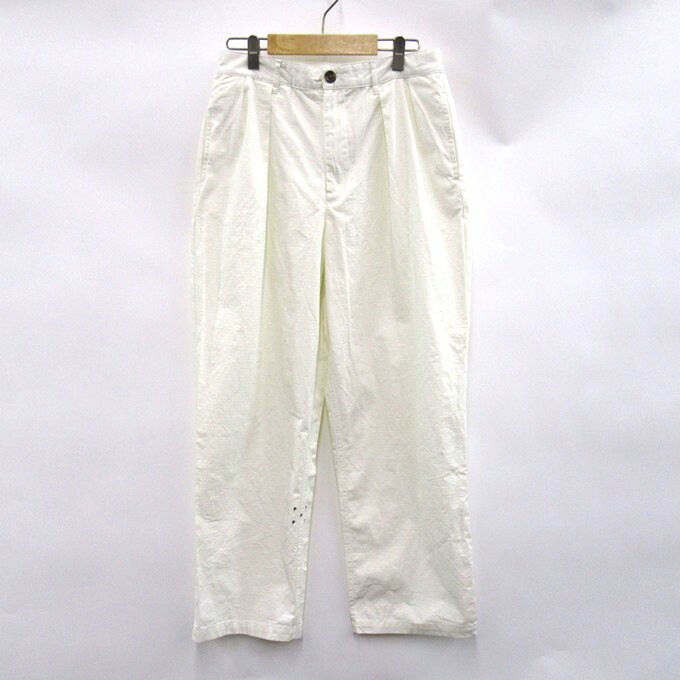 POP TRADING COMPANY（ポップ トレーディングカンパニー） 2タック コットン ストレートパンツ ホワイト　サイズ：S 【中古】【126 ストリート】 【四日市 併売品】【126-240328-05USH】
