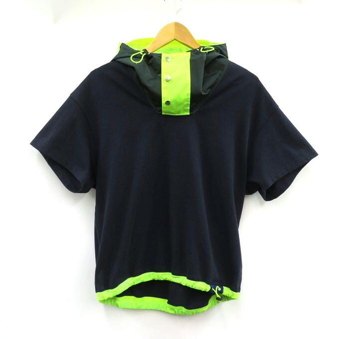 kolor　S/S HOOD TEE カラー　異素材切替 フード付 半袖Tシャツ 20SCL-T11214S　ネイビー　サイズ：2【中古】【132 レディーストップス】【四日市 併売品】【132-240831-02VH】｜フーリエ　店