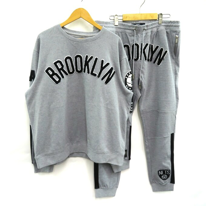 PRO STANDARD Brooklyn NETS　City Ripple Crew Neck Sweat ＆ Jogger Pants プロスタンダード ブルックリンネッツ　クルーネック スウェット ＆ ジョガーパンツ グレー　サイズ：2XL 【中古】【126 ストリート】 【四日市 併売品】【126-240924-03VH】