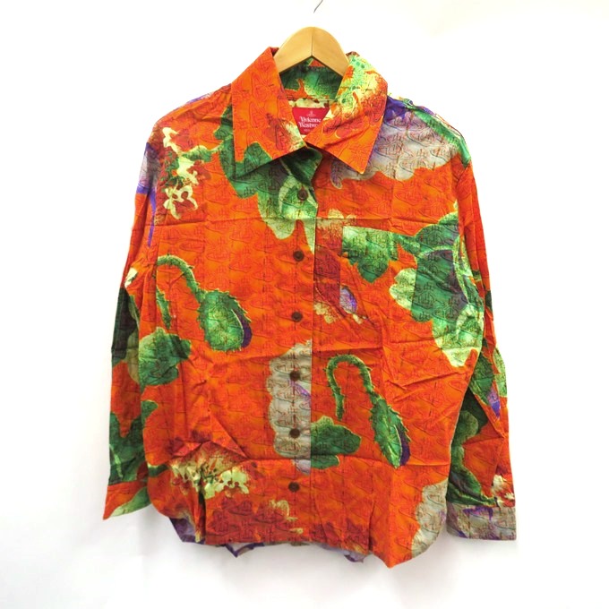 極美品ꕥヴィヴィアンウエストウッドレッドレーベル フリル付きヒョウ柄ブラウス Vivienne Westwood RED LABEL(ヴィヴィアンウエストウッドレッド